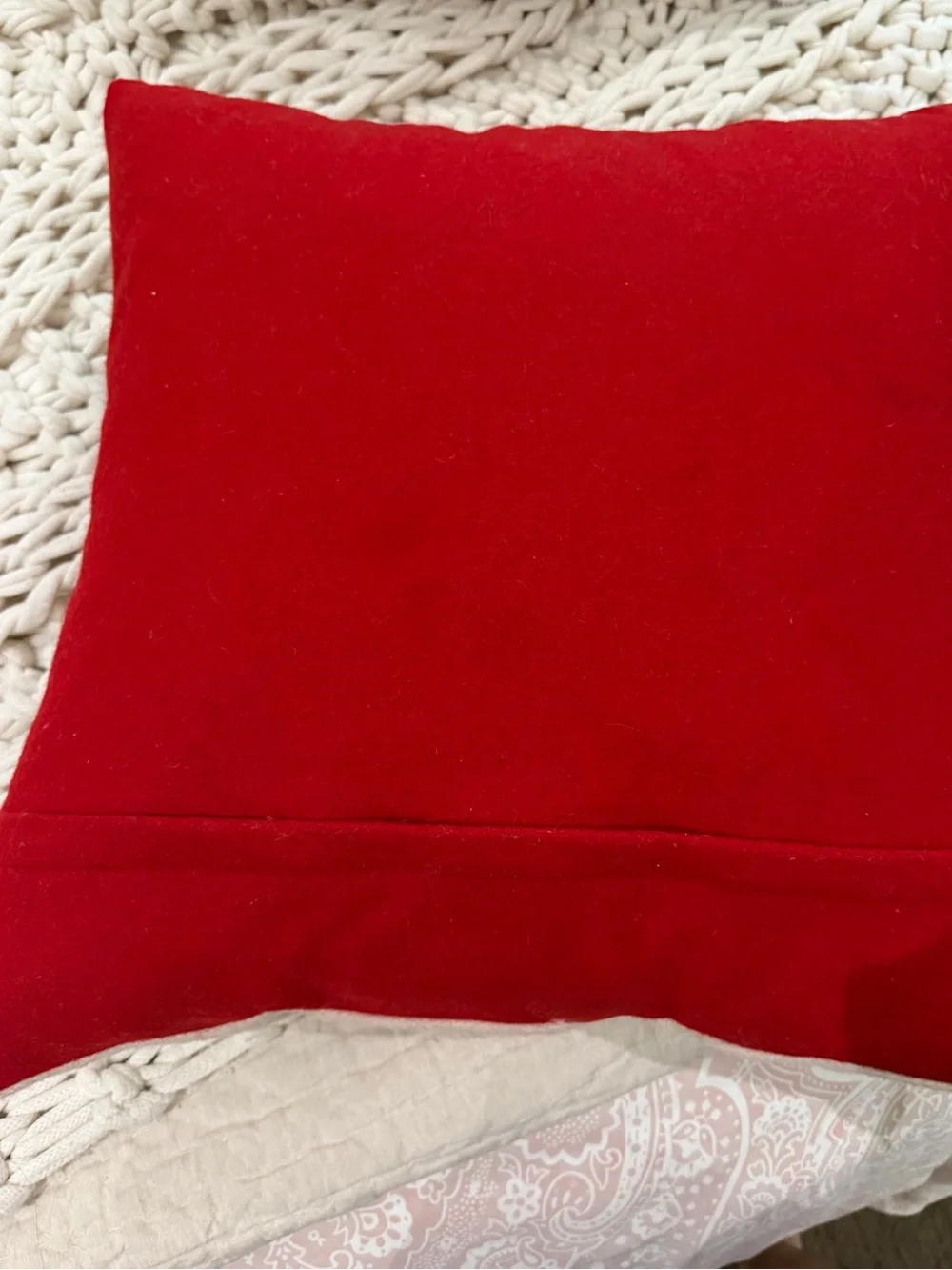 Crate&Barrel Red Holiday Cottage Throw Pillow with Green Accents